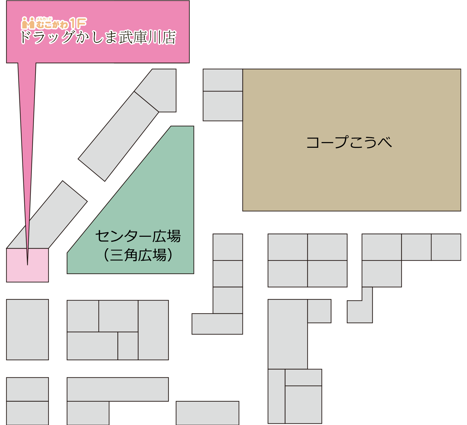 メルカードむこがわ1Fフロアマップ